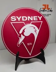 Sydney Swans Logo Plaque AFL, Man Cave, Conversation Piece (22cm diameter)