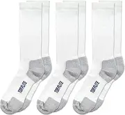 [Top Flite] Men's Coolmax Seamless Sport Ribbed Crew Socks 3 Pair Pack, White/Grey, Large, White/Grey, Large