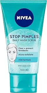 NIVEA Stop Pimples Daily Face Wash and Scrub 150ml | Contains Natural Magnolia Extract & Lactic Acid | Gentle Face Exfoliator | Clear and Prevent Breakouts | For Blemish Prone Skin