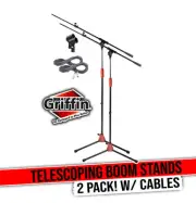 Tripod Microphone Boom Stand with XLR Mic Cable & Clip (Pack of 2) by GRIFFIN