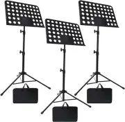 Professional 3-Pack Portable Music Stands with Steel Construction & Tripod Base