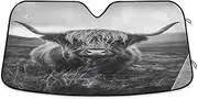 Highland Cow in Wild Car Windshield Sun Shade Foldable Sun Protector for Car Window 57x31.5 Inch