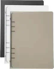 uxcell A5 Binder Cover, 3 Pcs PP 6 Ring Loose Leaf Binder Protector Round Ring Binder Cover Refillable Notebook Thickened Frosted Binder for Meeting Notebook Folder, Multicolor