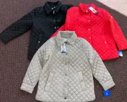 Anne Klein Jacket Quilted Side-Slit Midweight Snap-Front Long Red BLACK 1797058