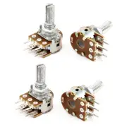 4 Pcs 10K Ohm B10K 13mm Split Shaft 6 Terminals Dual Potentiometers Taper