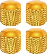 uxcell 4Pcs Aluminum Guitar Knobs Shaft Volume/Tone Gold Control Knobs CNC Machined Knurled Design for Electric Guitar Bass Audio Tuning Replacement
