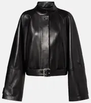 [Loewe] Loewe Cropped leather jacket UK 14 black