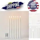 Flameless Taper Candles Set of 6 Battery Operated Remote Dimmer & Timer