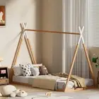 Artiss ENID Kids Single Bed Frame Oak Pine Wood House Design 150kg