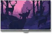 [VFMKT] Slim Metal Business Card Holder Portable Business Card Case Pocket Name Card Holder Deer Silhouette Wallet for Men Women Office Travel, style, One Size