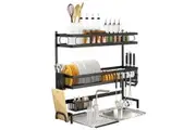 65cm 3 tier Over Single Sink Dish Drying Rack Drainer Kitchen Cutlery Holder Storage Organizer