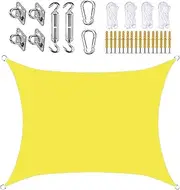 JYHCD Rectangle Shade Sails, 2×2.5m Waterproof Sun Shade Sail with Hardware Kit, 95% UV Block Sunshade for Backyard Yard Deck Patio Garden Outdoor Activities and Facility - Custom Size,Yellow 1