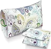 Tribeca Living Paisley Garden Printed Deep Pocket Flannel Sheet Set with Pillowcase, King