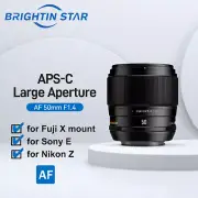 Brightin Star 50mm F1.4 AF APS-C Auto Focus Lens for Sony E Fuji X Nikon Z mount