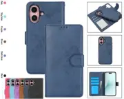 For iPhone 16e 15 14 13 12 11 MAX X XR 8 Magnetic Leather DETACHABLE Wallet CASE
