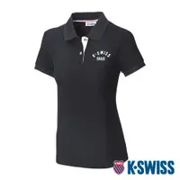 在飛比找PChome24h購物優惠-K-SWISS Cotton Polo短袖POLO衫-女-黑