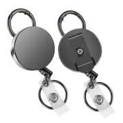 1X(2 Pack Heavy Duty Retractable Badge Holder Reels, Metal ID Badge Holder5337