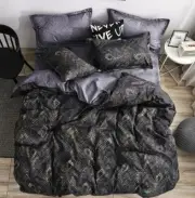 3D Dark Gray Peacock Feather KEP2389 Bed Pillowcases Quilt Duvet Cover Kay