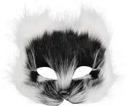 SAFIGLE 2025 Furry Fox Cat Mask Cat Mask Fox Mask Half Face Mask with Strap Realistic Cat Mask Stuff Animal Mask for Halloween Parties Festival Christmas