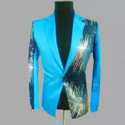 Men Blazers Suit Jacket Coat Shiny Sequin Glitter Club Weeding Party Costume