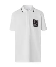 logo-patch polo shirt L White