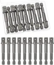 10Pcs Impact Socket Adapter Set 3/8" Square 1/4" Hex Shank Driver Socket Adapter