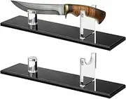 2 Pcs Knife Display Stand Acrylic Knife Stand Collection Display Stand Holder, Desktop Knife Display, Single Knife Holder for Home Decor (Black-2Pcs)