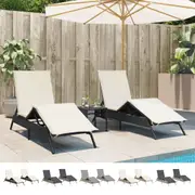 Sun Loungers with Cushions Chaise Lounge Daybed Garden 2 pcs Poly Rattan vidaXL