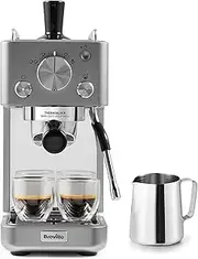 [Breville] Barista Slimline Espresso Machine, Integrated Milk Frother, Compact Coffee Maker for Cappuccinos, Lattes and More, 15 Bar Italian Pump, Silver, VCF185
