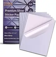 Avarrix Australia Printable Vinyl Sticker Paper for Inkjet Laser Printer, Metallic Silver Glossy, 25 Sheets, Waterproof Label Stickers, Printable Vinyl Sheets, Tear Resistant, Quick Dry, A4 Size