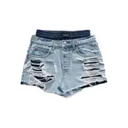 [Alexander Wang] Alexander Wang Distressed-denim Mini Skirt 25 US BLUE