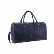Pierre Cardin Smooth Leather Overnight Bag Luggage Weekend Duffle - Midnight