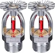 2 Pcs Fire Sprinkler Head - 1/2” NPT, 155℉(68°C) Pendent, Copper Chrome, K80 Fast Response for Factory, Mall, Warehouse