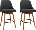 Bar Stools Stool Set of 2 Swivel Kitchen Counter Barstools Dining Chair Charcoal