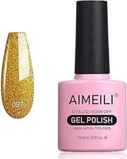 [AIMEILI] Soak Off UV LED Gel Nail Polish Glitter Christmas - My Fantasy Gold (093) 10ml