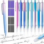 YRYUNRUI 8pcs Retractable Fountain Pens with 20pcs Erasable Ink Sacs, Refillable Fountain Pen for Writing, Smooth Writing Quick-Drying Flex Nib Fountain Pens for Calligraphy Journaling Office School