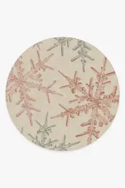 245' Round | Machine Washable Runner Rug | Kid & Pet Friendly | Indoor Rug | Snowflake Creme Rug | Ruggable