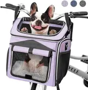 Dog Bike Basket Carrier for Cats and Dogs (Purple)