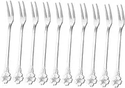 CONGARTENO 10pcs Reusable Stainless Steel Dessert Forks Cute Cherry Blossom Design Snack Utensils for Appetizers Cakes Fruits and Salads for Parties and Gatherings