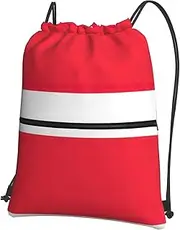 EdWal Austrian Flag Print Drawstring Backpack Gym Bags Sports Bags With Zipper Pocket For Travel Beach, Black, One Size