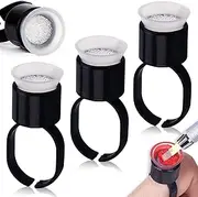 Makeup Rings 200PCS - BoChang Tattoo Ink Ring Cups Makeup Glue Rings Tattoo Rings Cups Disposable Glue Holder Adhesive Makeup Rings Palette for Eyelash Extension Nail Black