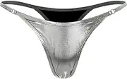 [Rswnyirn] Womens Shiny Metallic Micro String Thong Bikini Bottom Swim Thongs Underwear Beach Panty