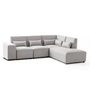 Foret 5 Seater Sofa Modular Corner Lounge Couch Fabric Right Chaise Beige L Shape