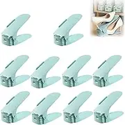 Shoe Slots Organizer, Double Layer Free Standing Shoe Rack, Adjustable Double Layer Stack Shoe Rack, Adjustable Shoe Stacker Space Saver, Shoe Stackers For A Pair Of Shoes (10 Pcs,Green)