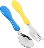OSOLADY Baby Learning Utensils Set Fork and Spoon for Kids Stainless for Feeding