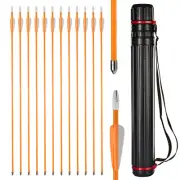 12pcs 27inch Fiberglass Arrows OD 7mm +Quiver for Youth Bow Hunting Practice
