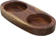 OKUMEYR Wooden Pepper Holder Tray with Stable Base for Grinders Stylish Condiment Tray for Kitchen Dining Table Housewarmings and Weddings Essential Kitchen Accessory