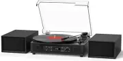 HiFi Vinyl Record Player w/ Bluetooth, USB Recording, Dual Speakers, Grey - NIB