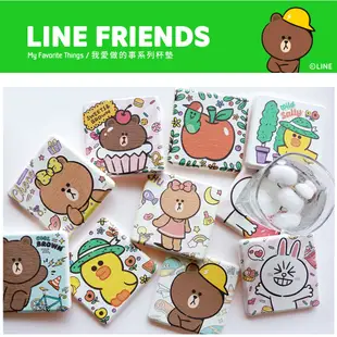 LINE Friends 休閒系列 珪藻土杯墊(2入/組) 潮流熊大/跑酷熊大/甜點兔兔/愛心兔兔