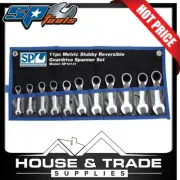 SP Tools Spanner Set 11 Pc Stubby Metric 15° Offset Reversible Geardrive SP10131